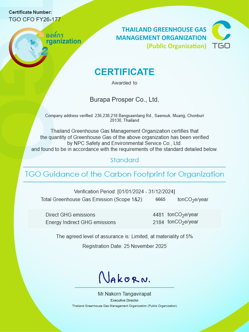 ใบรับรองคาร์บอนฟุตพริ้นท์ขององค์กร (Carbon Footprint for Organization: CFO)